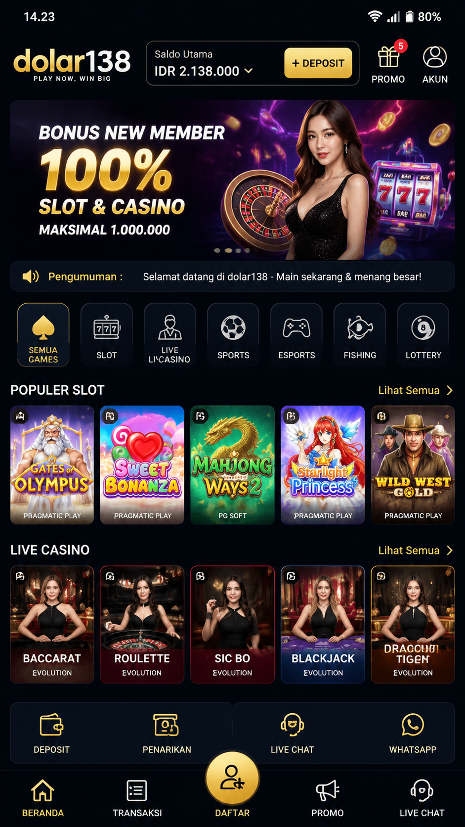 Screenshot 2 dolar138